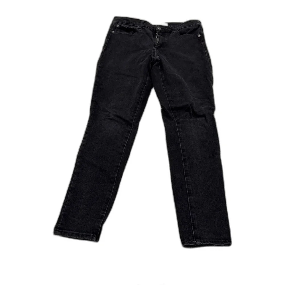 GAP Washed Out Black Ankle Cropped Jeans with Zipper Fly and Belt Loops